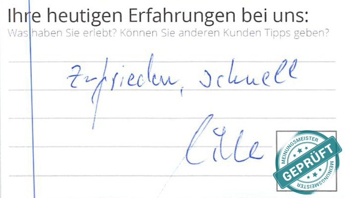 Digitalisierter Text des Meinungsmeister Bewertungsbogens