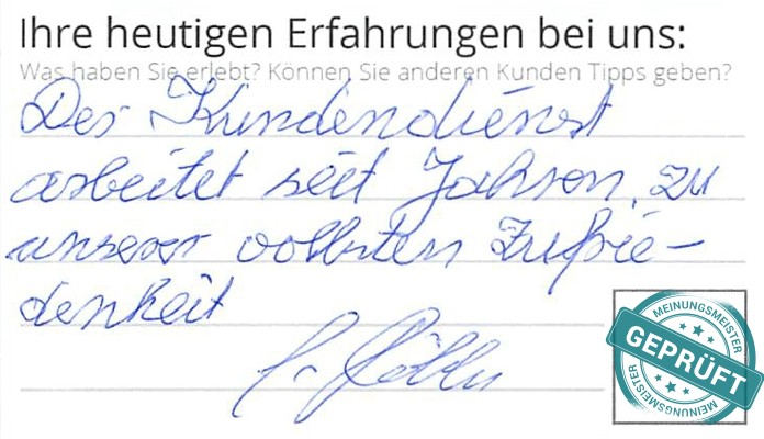 Digitalisierter Text des Meinungsmeister Bewertungsbogens