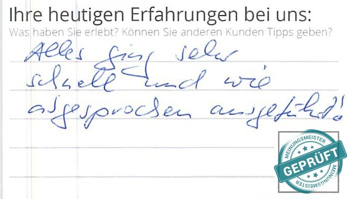 Digitalisierter Text des Meinungsmeister Bewertungsbogens