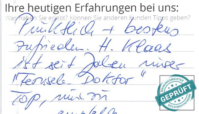 Digitalisierter Text des Meinungsmeister Bewertungsbogens