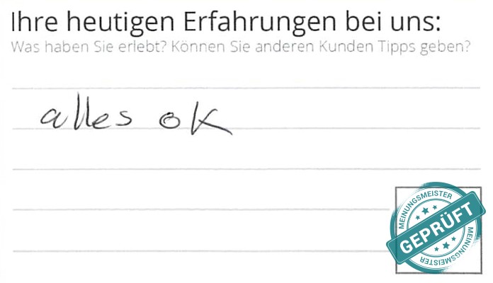 Digitalisierter Text des Meinungsmeister Bewertungsbogens