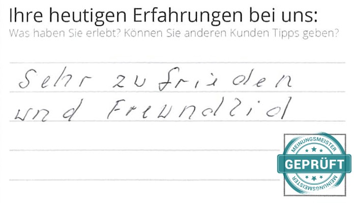 Digitalisierter Text des Meinungsmeister Bewertungsbogens