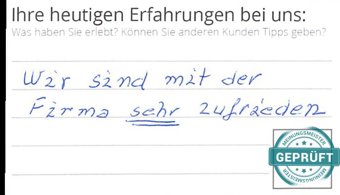 Digitalisierter Text des Meinungsmeister Bewertungsbogens