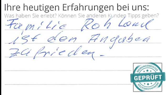 Digitalisierter Text des Meinungsmeister Bewertungsbogens