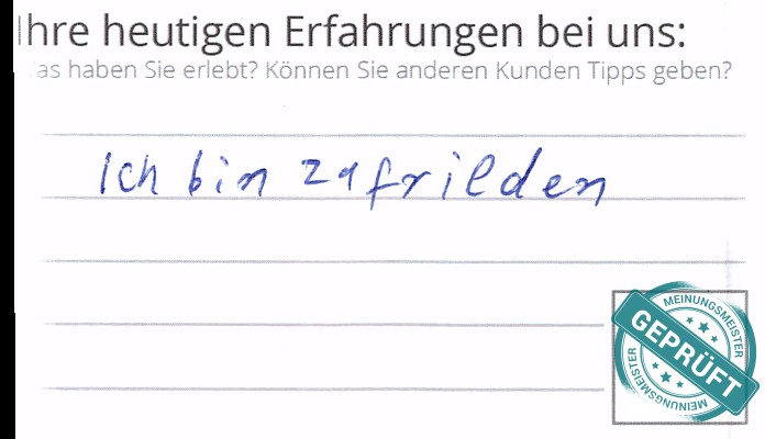 Digitalisierter Text des Meinungsmeister Bewertungsbogens