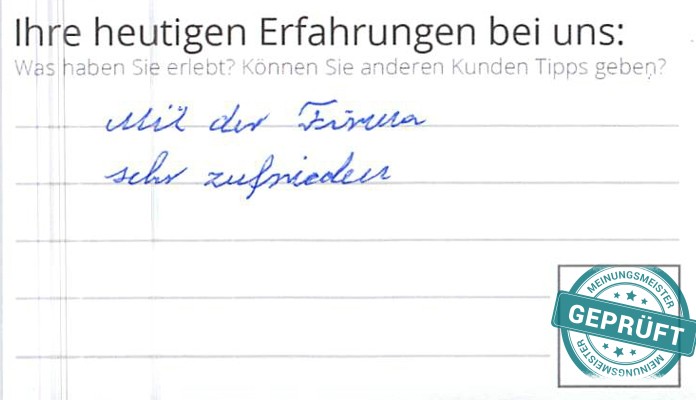 Digitalisierter Text des Meinungsmeister Bewertungsbogens