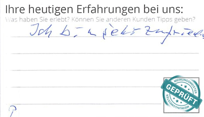 Digitalisierter Text des Meinungsmeister Bewertungsbogens