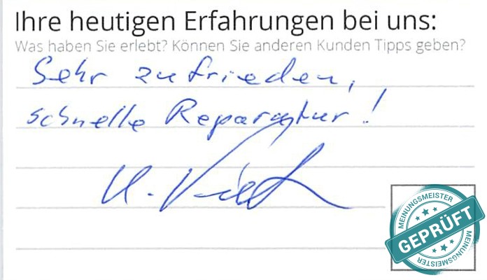 Digitalisierter Text des Meinungsmeister Bewertungsbogens