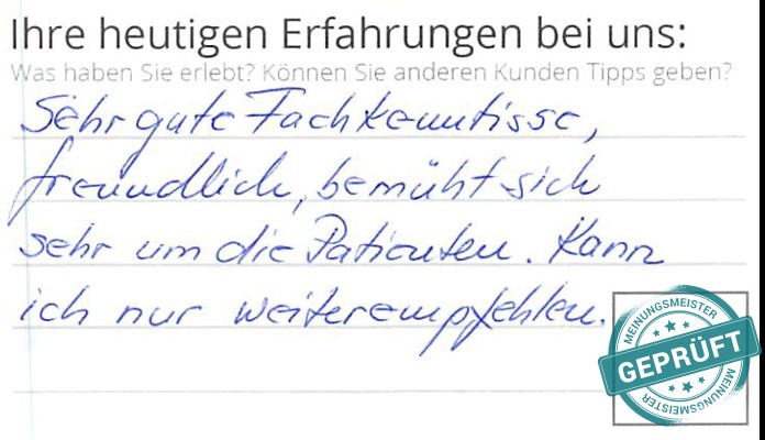 Digitalisierter Text des Meinungsmeister Bewertungsbogens