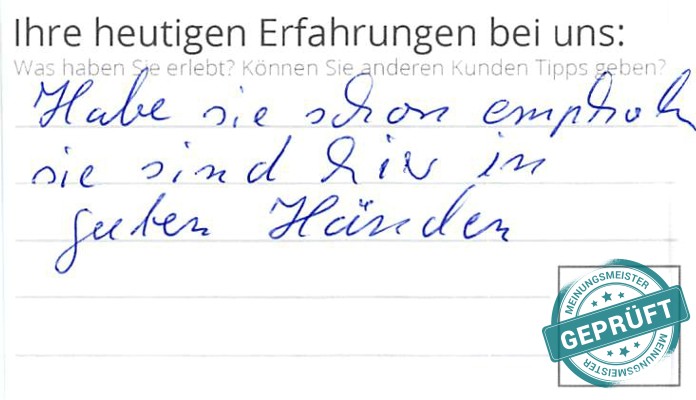 Digitalisierter Text des Meinungsmeister Bewertungsbogens