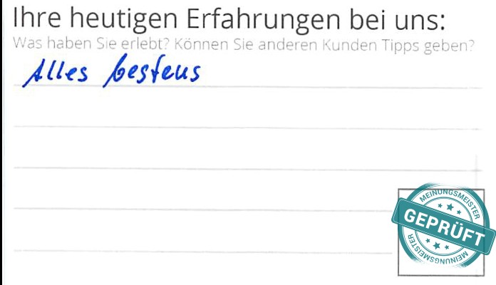 Digitalisierter Text des Meinungsmeister Bewertungsbogens