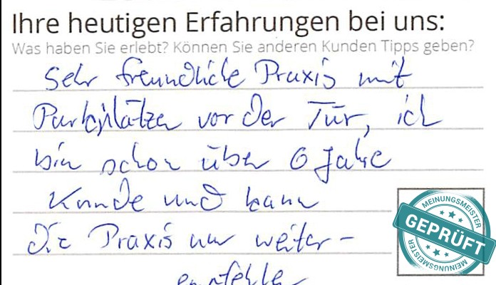 Digitalisierter Text des Meinungsmeister Bewertungsbogens