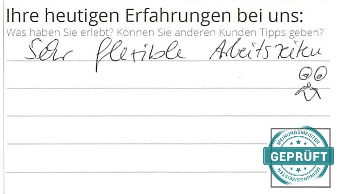 Digitalisierter Text des Meinungsmeister Bewertungsbogens