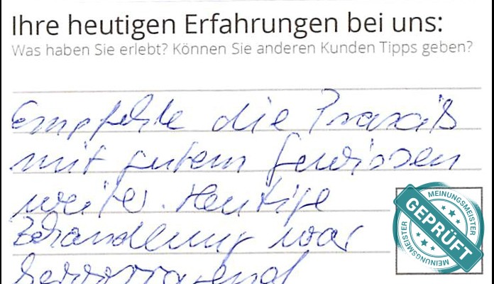 Digitalisierter Text des Meinungsmeister Bewertungsbogens