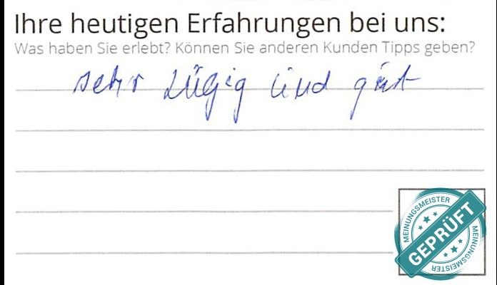 Digitalisierter Text des Meinungsmeister Bewertungsbogens