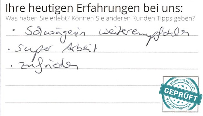 Digitalisierter Text des Meinungsmeister Bewertungsbogens