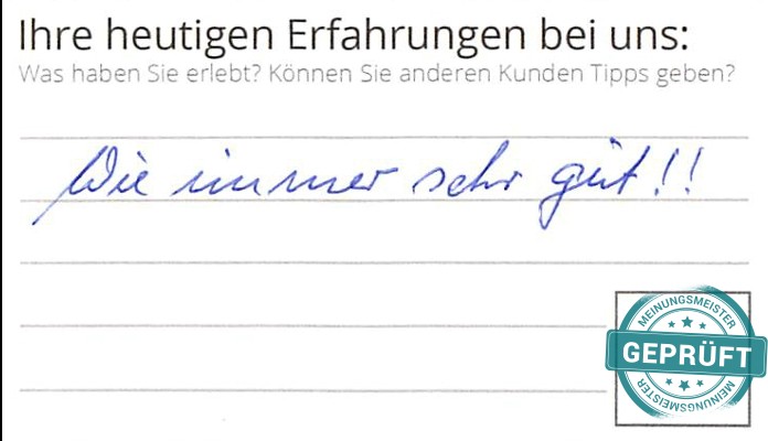 Digitalisierter Text des Meinungsmeister Bewertungsbogens