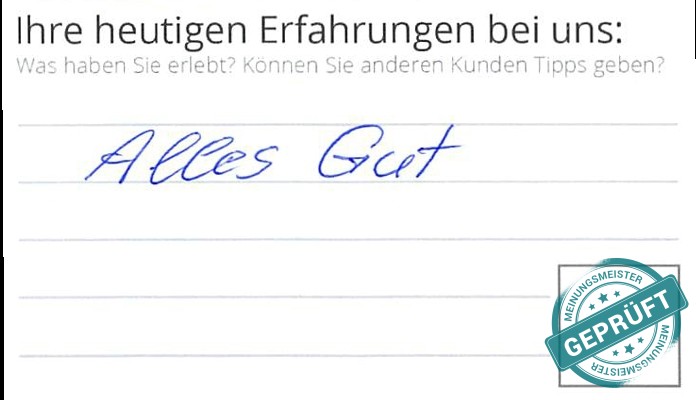 Digitalisierter Text des Meinungsmeister Bewertungsbogens