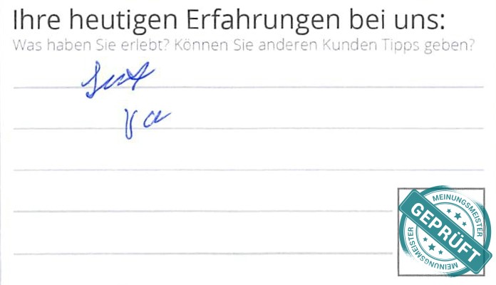 Digitalisierter Text des Meinungsmeister Bewertungsbogens