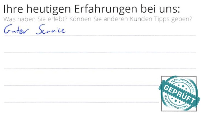 Digitalisierter Text des Meinungsmeister Bewertungsbogens