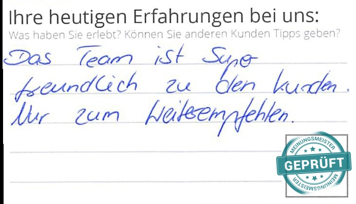 Digitalisierter Text des Meinungsmeister Bewertungsbogens