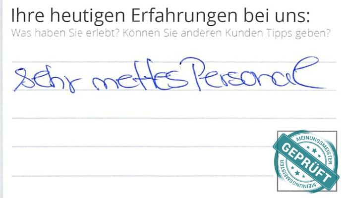 Digitalisierter Text des Meinungsmeister Bewertungsbogens