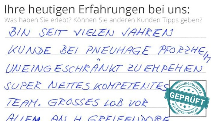 Digitalisierter Text des Meinungsmeister Bewertungsbogens