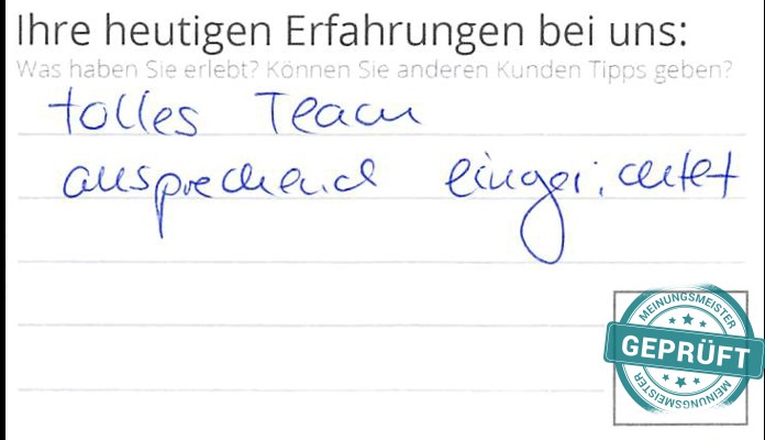 Digitalisierter Text des Meinungsmeister Bewertungsbogens