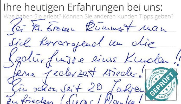 Digitalisierter Text des Meinungsmeister Bewertungsbogens