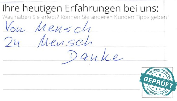 Digitalisierter Text des Meinungsmeister Bewertungsbogens