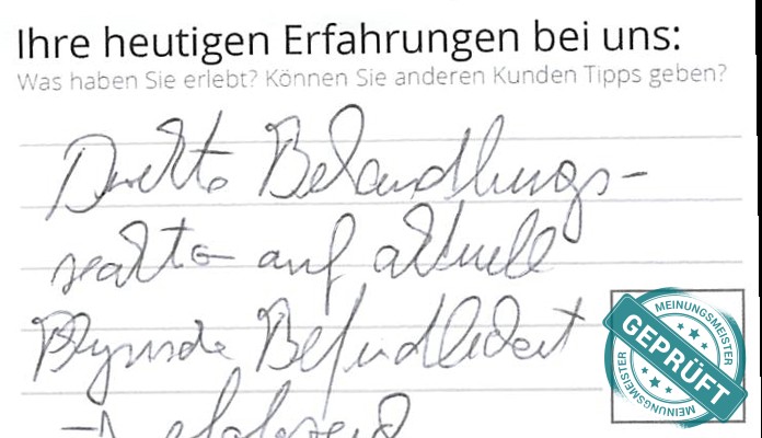 Digitalisierter Text des Meinungsmeister Bewertungsbogens