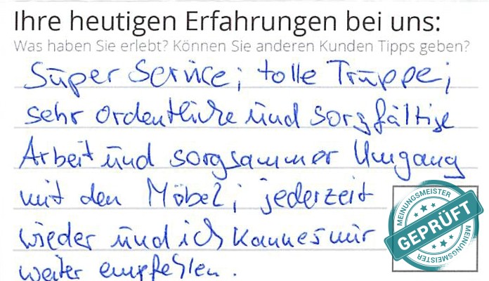 Digitalisierter Text des Meinungsmeister Bewertungsbogens