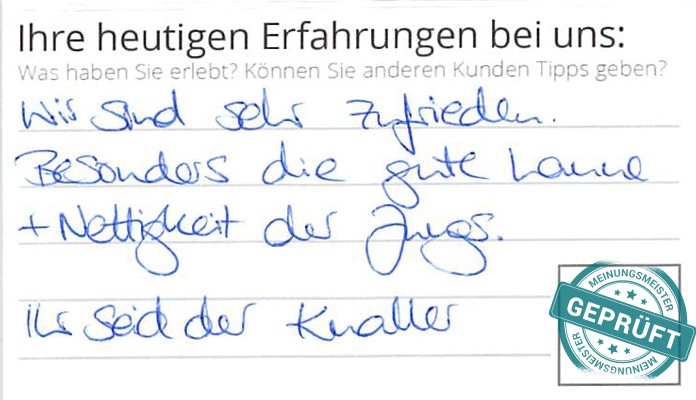 Digitalisierter Text des Meinungsmeister Bewertungsbogens