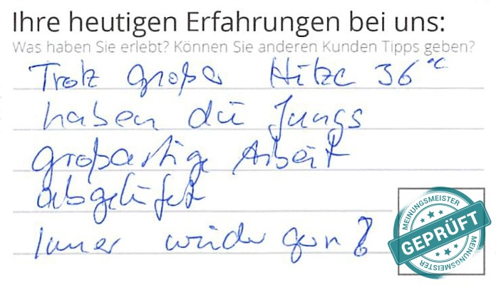 Digitalisierter Text des Meinungsmeister Bewertungsbogens