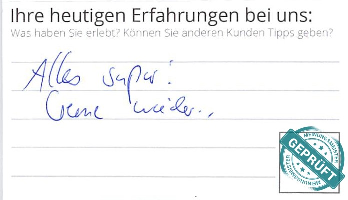 Digitalisierter Text des Meinungsmeister Bewertungsbogens