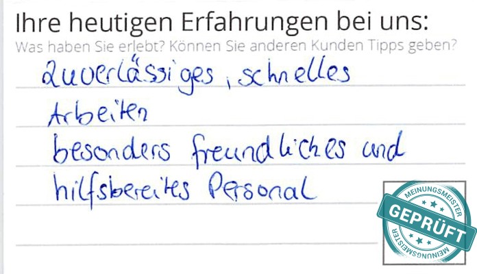 Digitalisierter Text des Meinungsmeister Bewertungsbogens