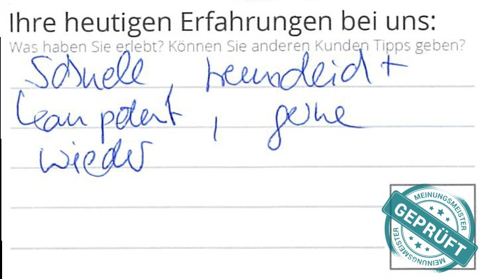 Digitalisierter Text des Meinungsmeister Bewertungsbogens