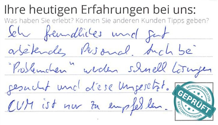 Digitalisierter Text des Meinungsmeister Bewertungsbogens