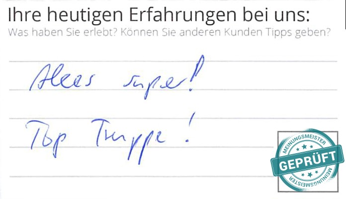 Digitalisierter Text des Meinungsmeister Bewertungsbogens