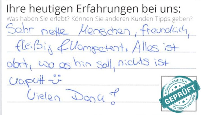 Digitalisierter Text des Meinungsmeister Bewertungsbogens