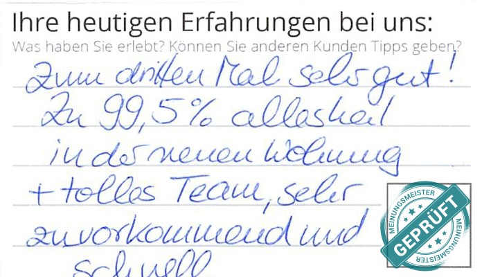 Digitalisierter Text des Meinungsmeister Bewertungsbogens