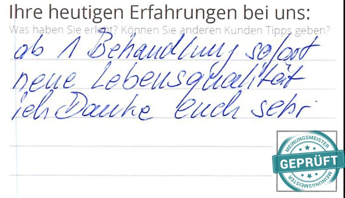 Digitalisierter Text des Meinungsmeister Bewertungsbogens