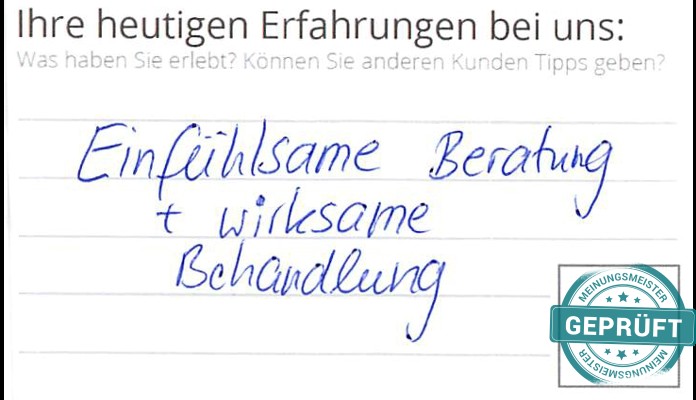 Digitalisierter Text des Meinungsmeister Bewertungsbogens