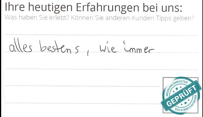 Digitalisierter Text des Meinungsmeister Bewertungsbogens