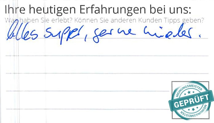 Digitalisierter Text des Meinungsmeister Bewertungsbogens