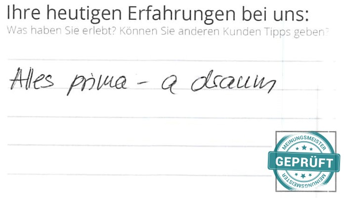 Digitalisierter Text des Meinungsmeister Bewertungsbogens