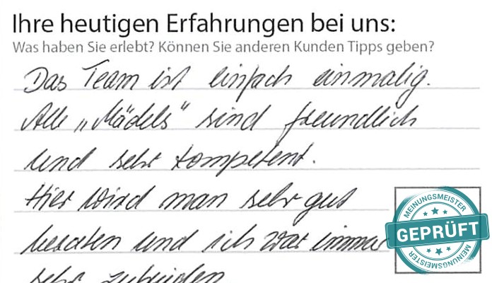 Digitalisierter Text des Meinungsmeister Bewertungsbogens