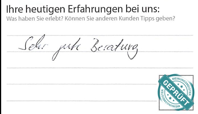 Digitalisierter Text des Meinungsmeister Bewertungsbogens