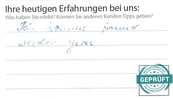 Digitalisierter Text des Meinungsmeister Bewertungsbogens