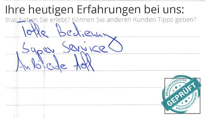 Digitalisierter Text des Meinungsmeister Bewertungsbogens